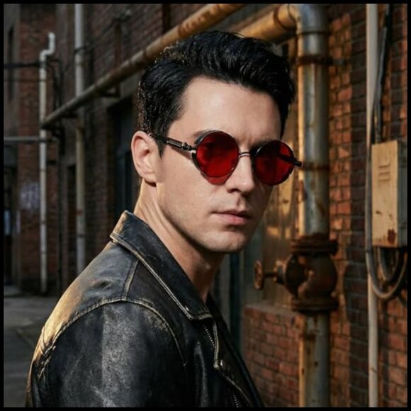 Retro Steampunk Sunglasses Round Metal Frame Punk Circle Inspired Shade main image 6